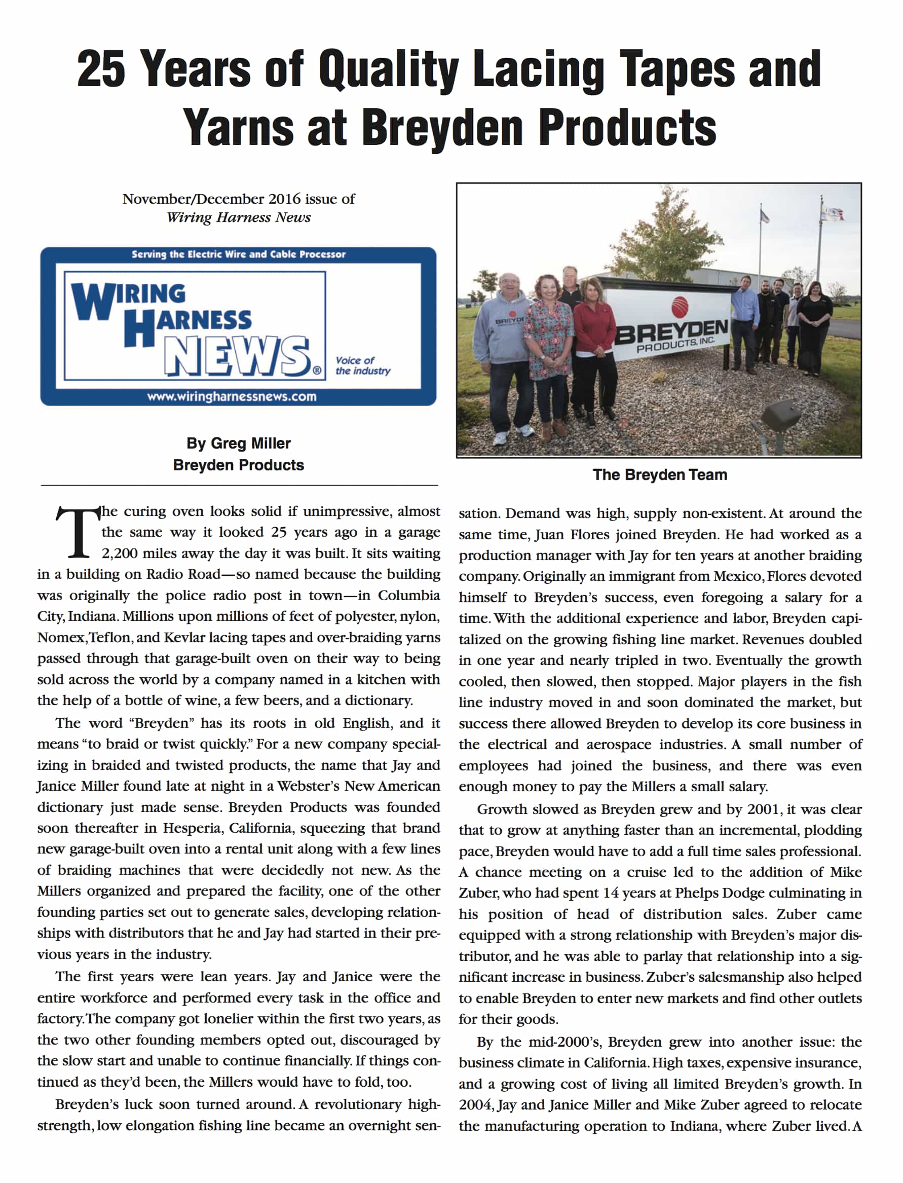 25 Years of Quality Lacing Tapes and Yarns at Breyden Products, LLC